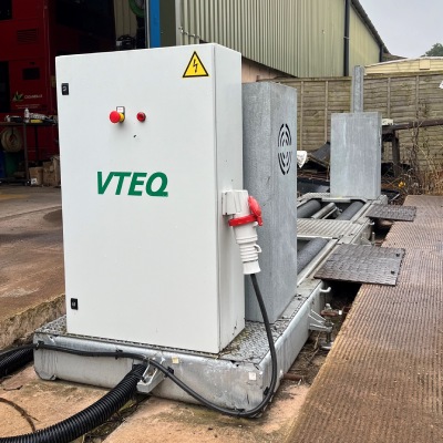 Photo of the VTEC brake roller testing station, used for preventative maintenance inspections to assess HGV braking efficiency