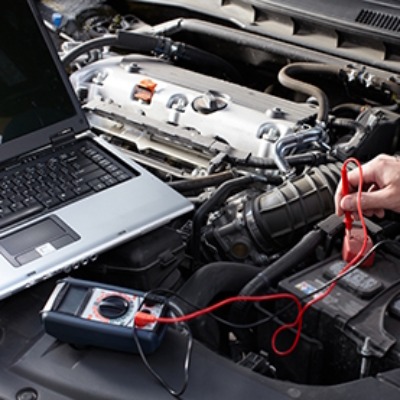 Photo of engine diagnostics being carried out